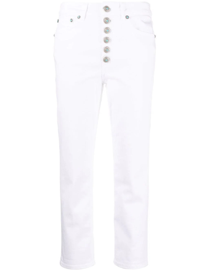 Shop Dondup White Cotton Jeans In Bianco