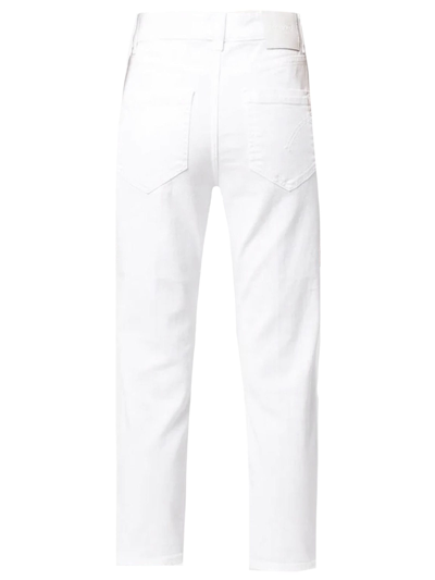 Shop Dondup White Cotton Jeans In Bianco