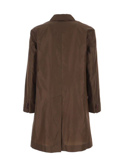 Shop Valentino Washed Silk Taffeta` Coat In Brown
