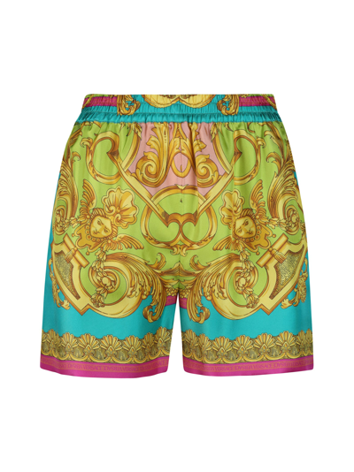 Shop Versace Twill Silk Heritage In Mauvelous+citron