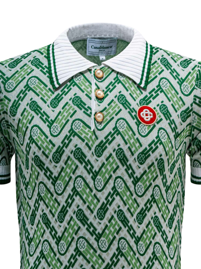 Shop Casablanca Polo Shirt In Green Monogram Green Monogram