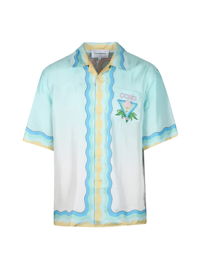 Shop Casablanca Cuban Collar Short Sleeve Shirt In Memphis Icon Memphis Icon
