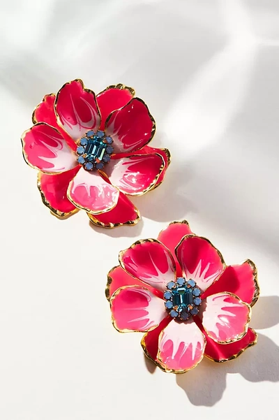 Shop The Pink Reef Hand-painted Earrings In Pink