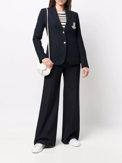 Ralph Lauren Womens Textured Jacquard Two-button Blazer In Blue
