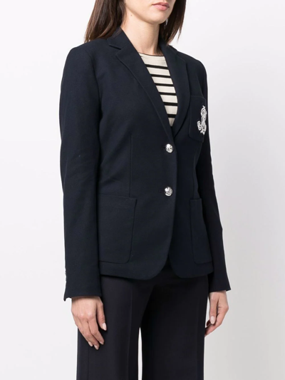 Ralph Lauren Womens Textured Jacquard Two-button Blazer In Blue
