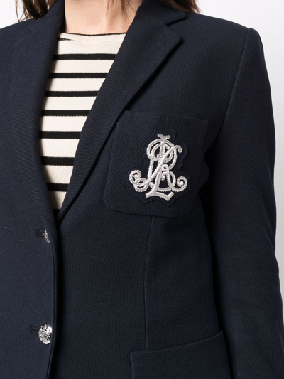 Ralph Lauren Womens Textured Jacquard Two-button Blazer In Blue
