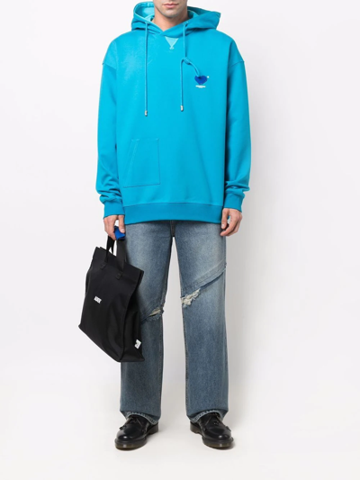 Shop Ader Error Heart-patch Long-sleeved Hoodie In Blue