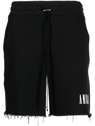 Shop Amiri Core Logo-print Frayed Shorts In Black