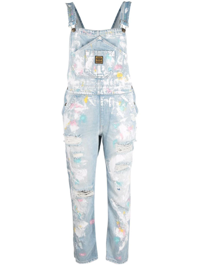 Shop Washington Dee Cee Distressed Paint-effect Dungarees In Blue