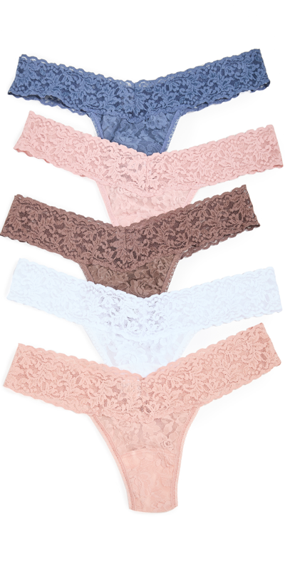 Shop Hanky Panky Signature Lace Low Rise Thongs 5 Pack In Multi