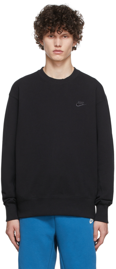 Shop Nike Black Cotton Sweatshirt In Black/off Noir