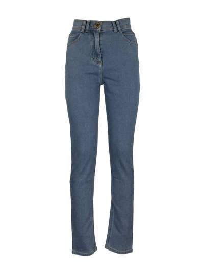 Shop Balmain High-rise Jeans Skinny Llight Blue Trousers - Women In Light Blue
