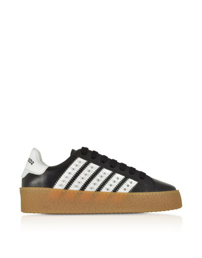 Shop Dsquared2 Black Studded Leather Womens Sneakers - Women