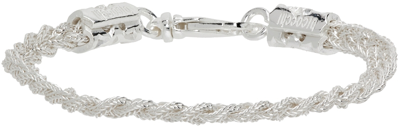 Shop Emanuele Bicocchi Silver Tiny Ice Braided Bracelet