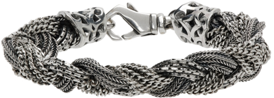 Shop Emanuele Bicocchi Silver Medium Alternated Braided Bracelet
