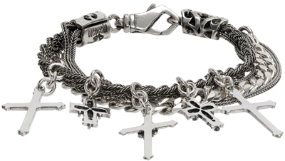 Shop Emanuele Bicocchi Silver Cross Charm Bracelet