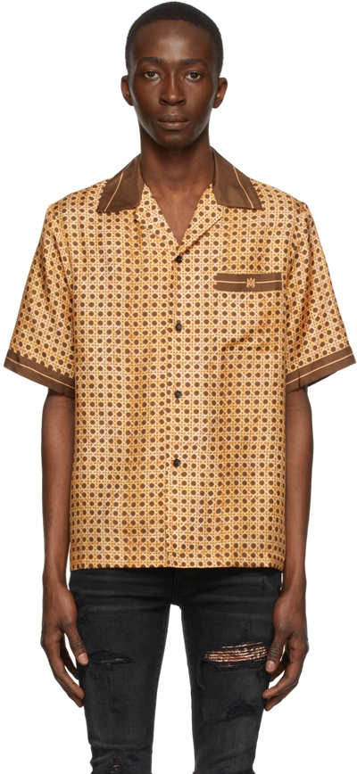 Shop Amiri Brown Silk Shirt In Brown-silk Twill