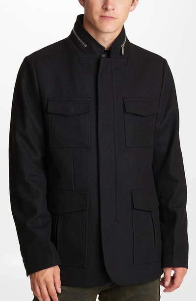 Shop Karl Lagerfeld Wool Blend Jacket In Black