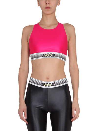 Shop Msgm Top Activewear In Fucsia