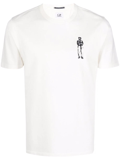 Shop C.p. Company White Cotton T-shirt In Bianco