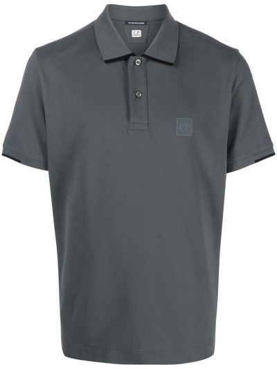 Shop C.p. Company Grey Stretch Pique Slim Fit Logo Polo In Grigio