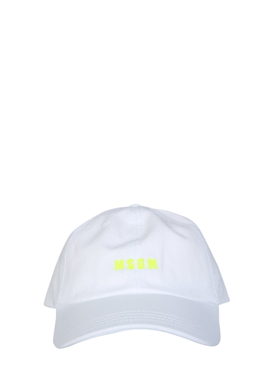 Shop Msgm Micro Logo Baseball Hat In Bianco
