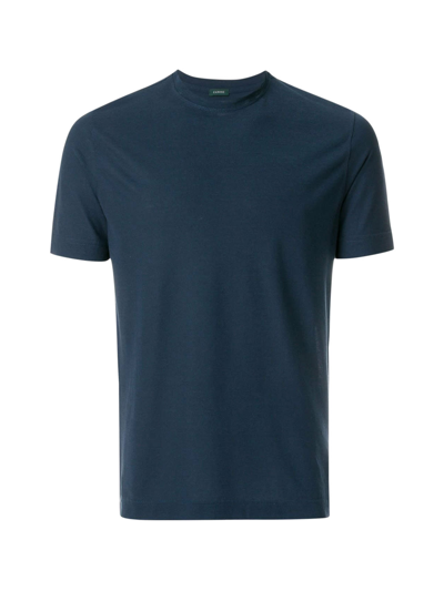 Shop Zanone Crewneck T-shirt In Light Blue