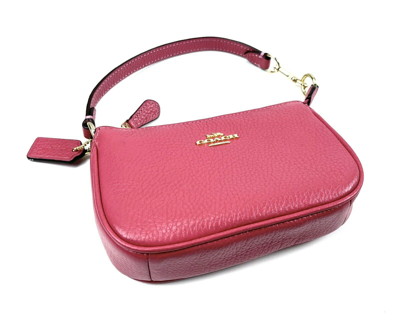 COACH Nolita Wristlet 15 In Pebble Leather in Pink