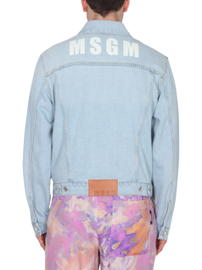Shop Msgm Logo Print Jacket In Denim