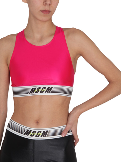 Msgm Top Activewear In Fuchsia