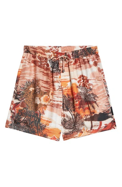 Shop Amiri Aloha Print Silk Shorts In Pink