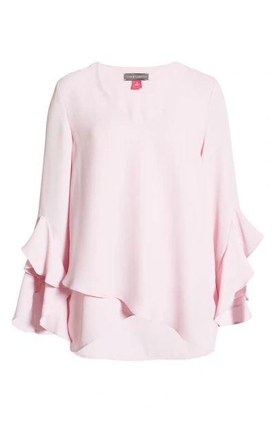 Shop Vince Camuto Flutter Sleeve Tunic In Pink Horizon
