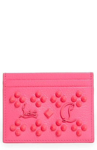 Shop Christian Louboutin Kios Simple Leather Card Case In Poupee/ Poupee Met
