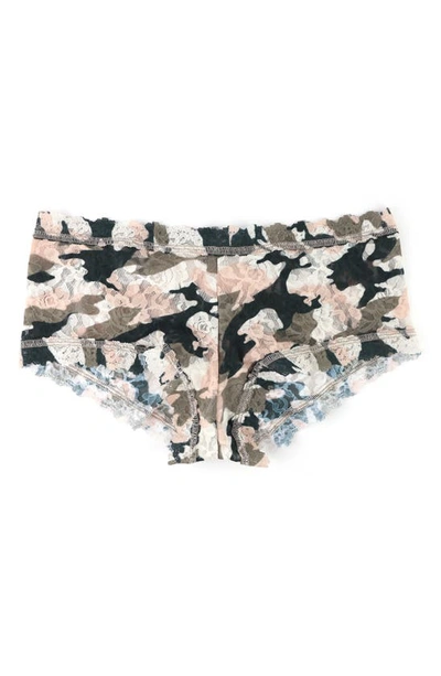 Shop Hanky Panky Print Lace Boyshorts In Incognito