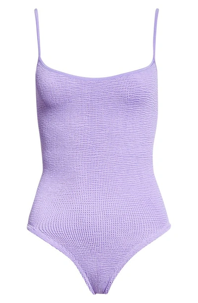 Shop Hunza G Pamela Crinkle One-piece Swimsuit In Lilac