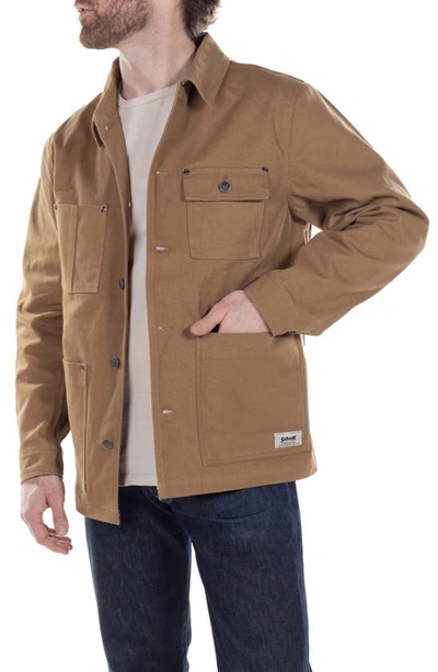 Schott Cotton Canvas Jacket In Khaki