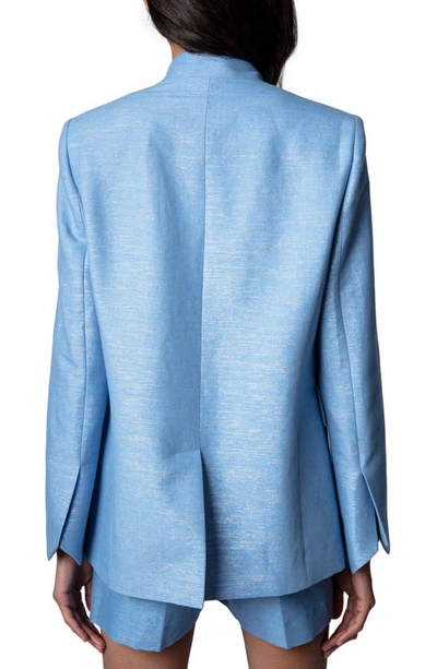 Zadig & Voltaire Very Cotton And Linen Jacket With Lurex Thread In Azur
