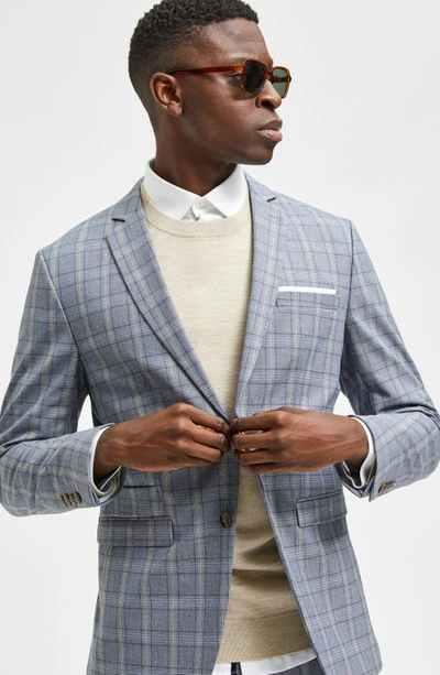Shop Selected Homme Logan Slim Fit Check Suit Jacket In Light Blue