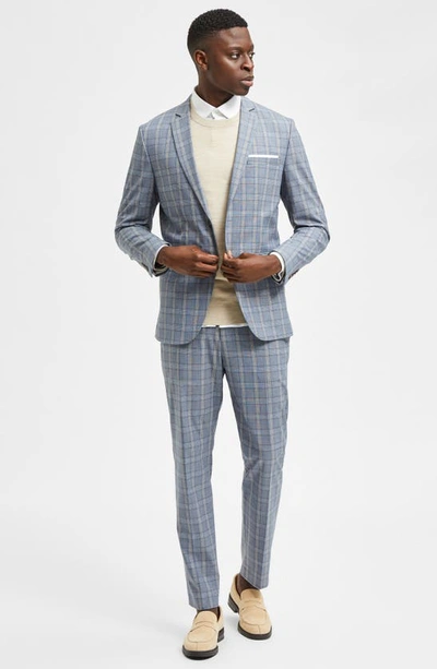 Shop Selected Homme Logan Slim Fit Check Suit Jacket In Light Blue