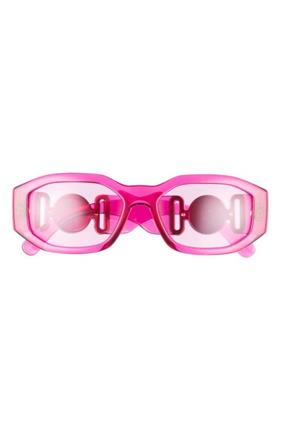 Shop Versace 53mm Rectangular Sunglasses In Fuchsia