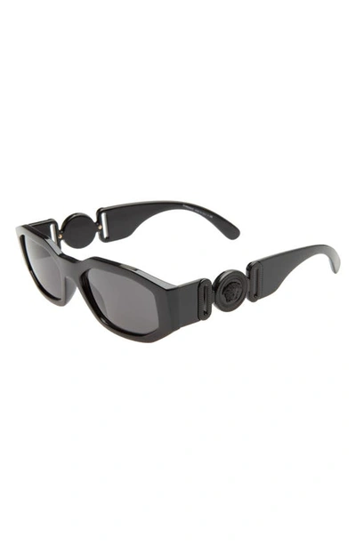 Shop Versace 53mm Rectangular Sunglasses In Dark Grey