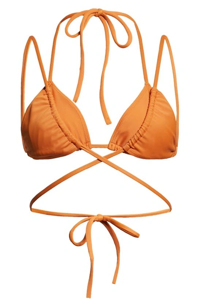 Shop Monse String Triangle Bikini Top In Rust