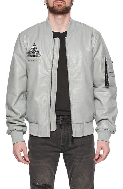 Shop Elevenparis Faux Leather Bomber Jacket In Puritan Grey