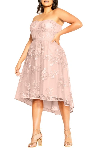 Shop City Chic Ambrosia Fit & Flare Sequin Floral Dress In Ballet Pink