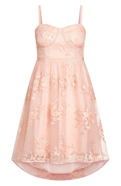 Shop City Chic Ambrosia Fit & Flare Sequin Floral Dress In Ballet Pink