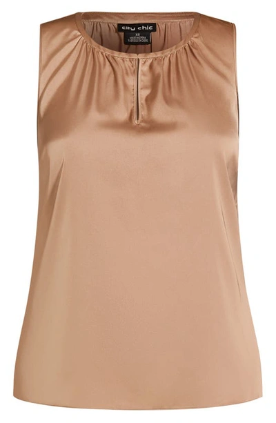 Shop City Chic Risky Business Sleeveless Top In Caramel