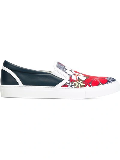 Dsquared2 Hibiscus Print Slip-on Sneakers In Dark Blue