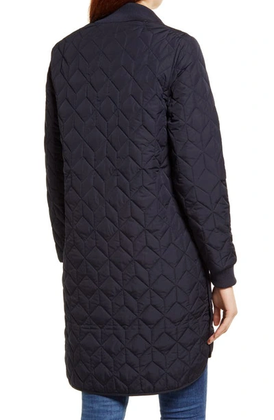 Ilse Jacobsen Isle Jacobsen Long Quilted Jacket In Dark Indigo