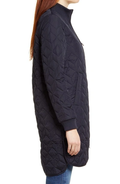 Ilse Jacobsen Isle Jacobsen Long Quilted Jacket In Dark Indigo