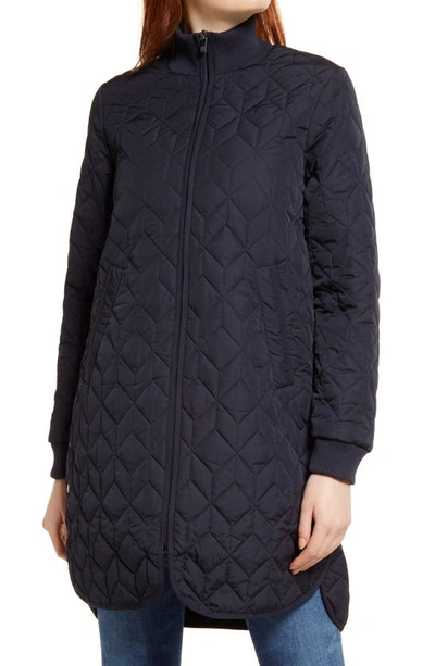 Shop Ilse Jacobsen Isle Jacobsen Long Quilted Jacket In Dark Indigo